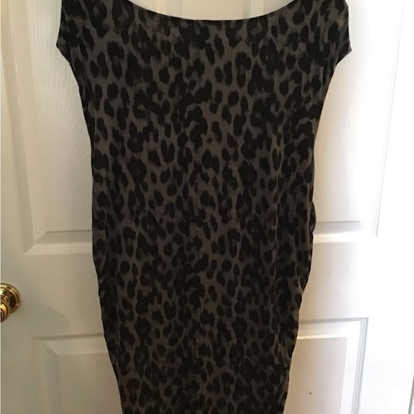 Torrid Black Gray Animal Print Ruched Bodycon Dress Size 5 - Picture 2 of 4